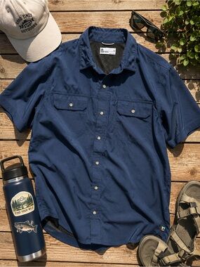 LB Tech Ripstop Performance Fishing Hiking Button Up Shirt L